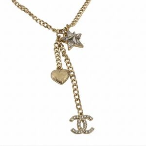 CHANEL⭐💖✨ Authentic Gold Larait Style 3 Charm Drop Necklace - NWOT